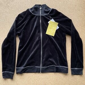 Velvet Velour Black Track Suit Top Jacket | Women's Size Small Y2K Style QVC